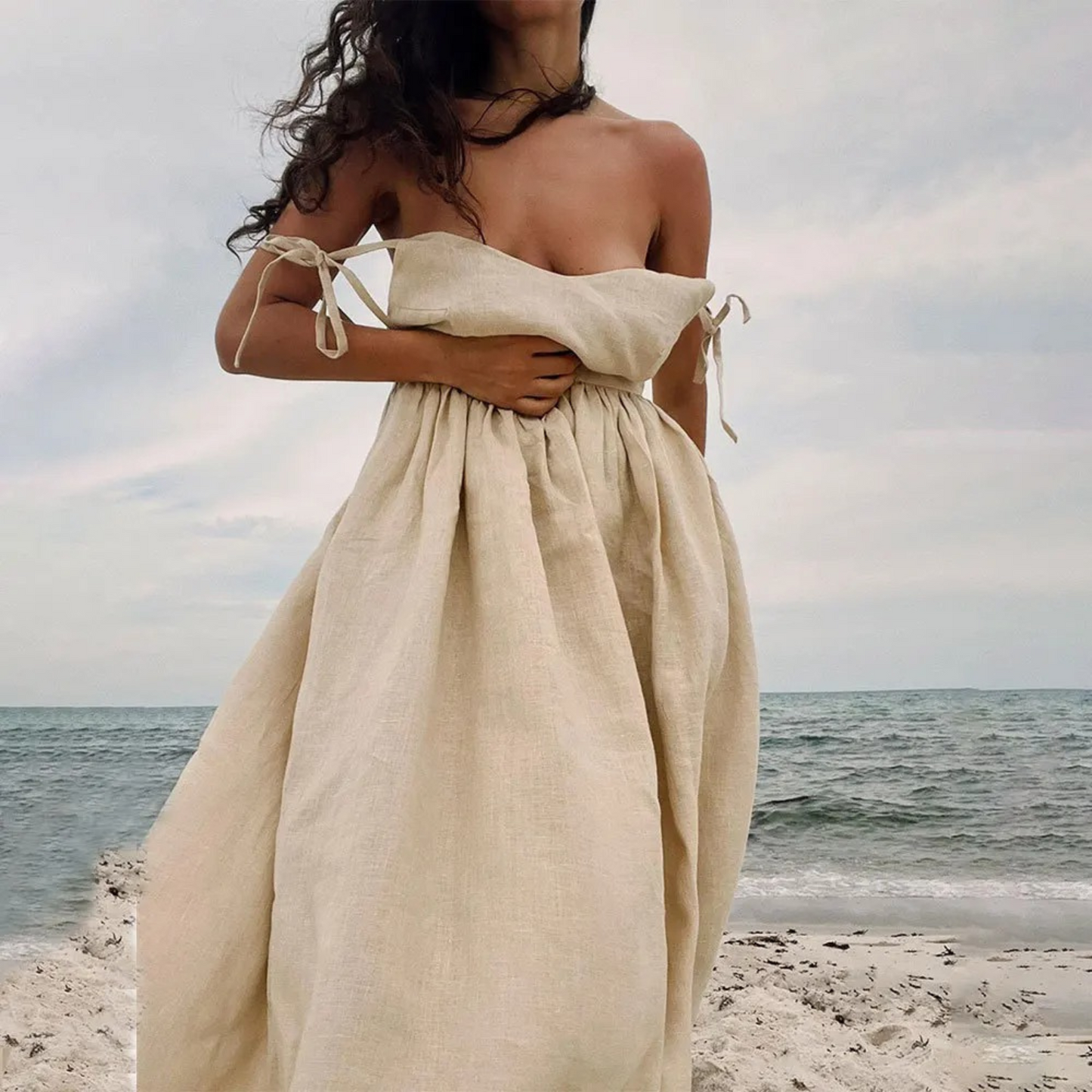 Amara - Elegant Tie-Shoulder Dress
