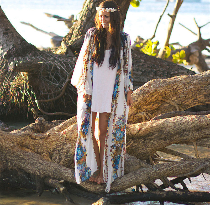 Viscose Kimono met Sierlijke Print voor Dames – Luchtig Comfort en Elegantie