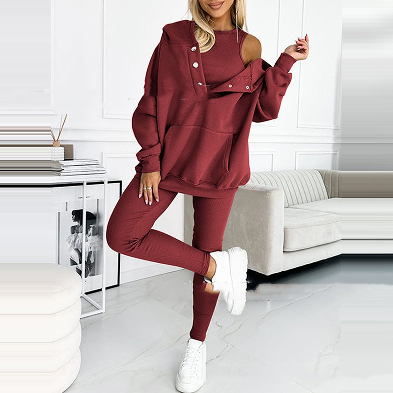Dames 2-delige Huispak Loungewear Set β Hoodie met Capuchon en Legging, Zachte Stof, Homewear voor Thuis
