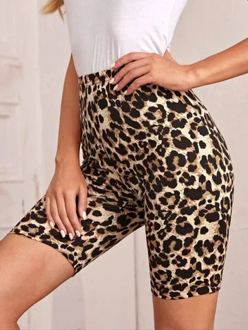 Lynn - Sportieve Wielershort met Luipaardprint