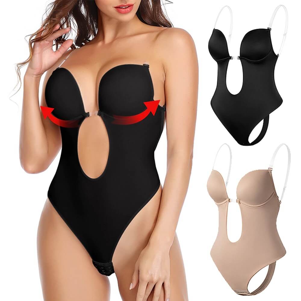 Faringoto Vrouwen Diepe V-hals Body Shaper Backless Bodysuit Shapewear Backless, Beige, M Faringoto Vrouwen Diepe V-hals Body Shaper Backless Bodysuit Shapewear Backless, Beige, M