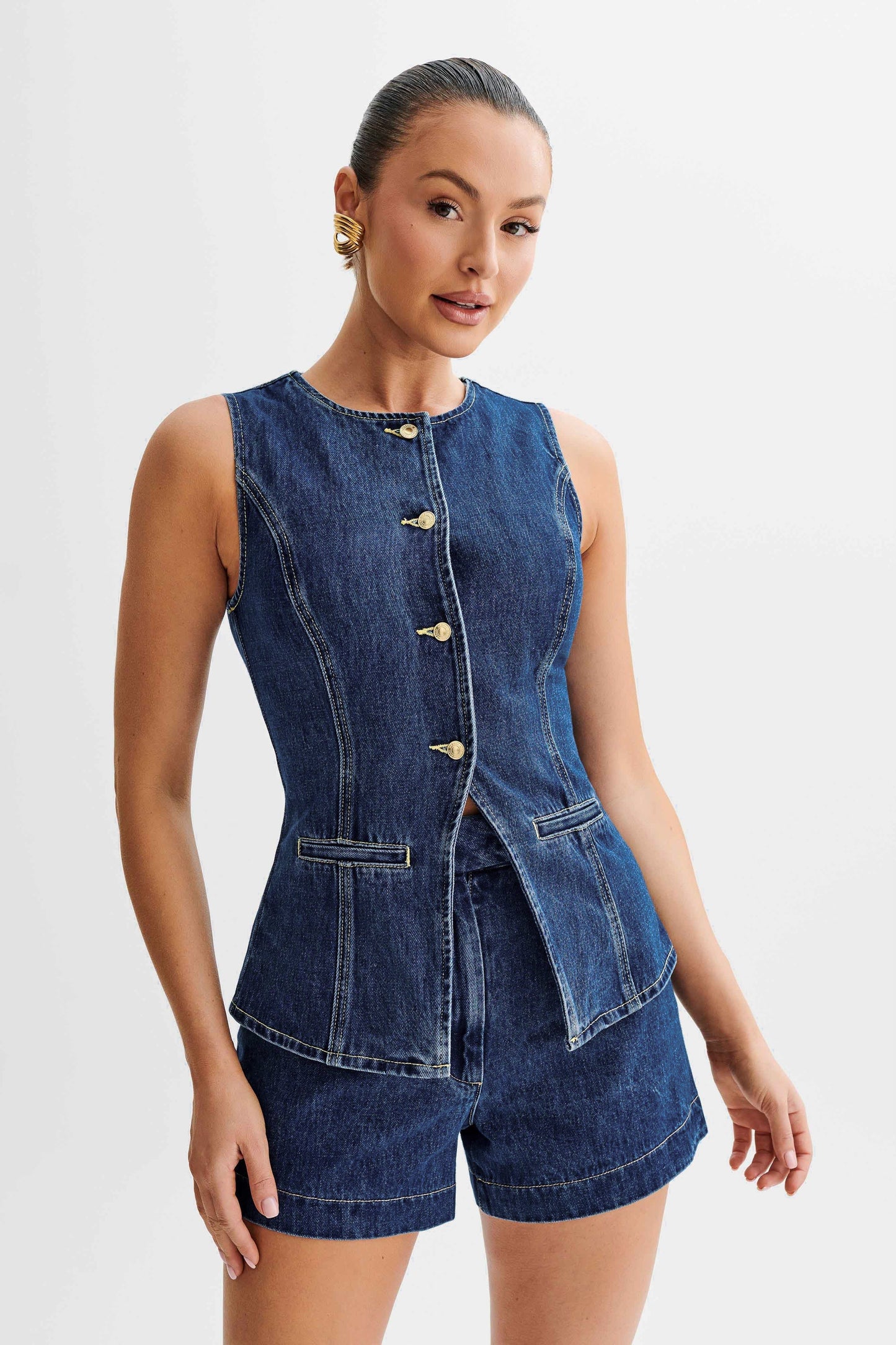 Giulietta - Trendy Denim Button Up Set