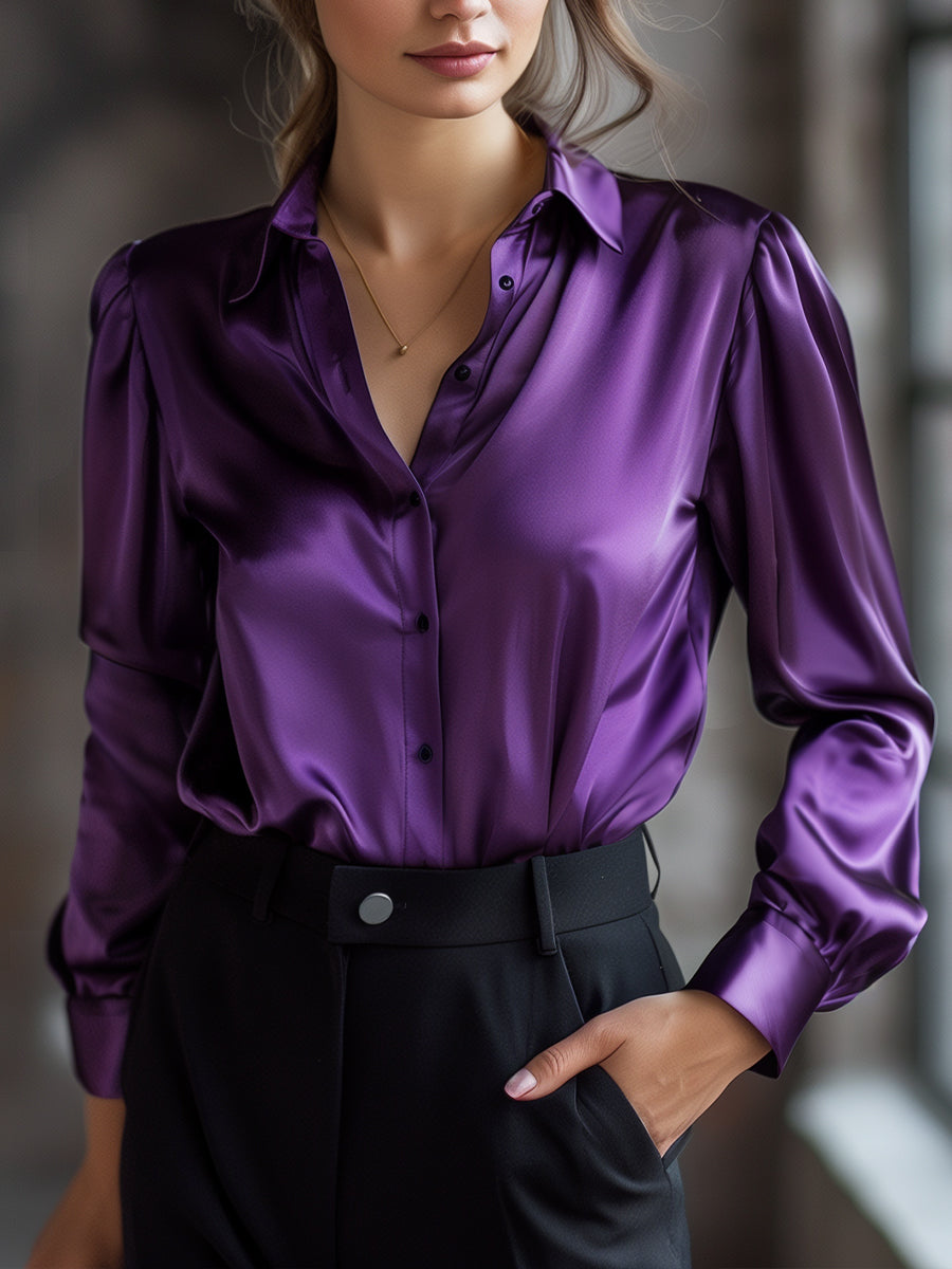 Dames Slim Fit Blouse – Met Lange Mouwen, Geschikt voor Werk en Dagelijks Gebruik