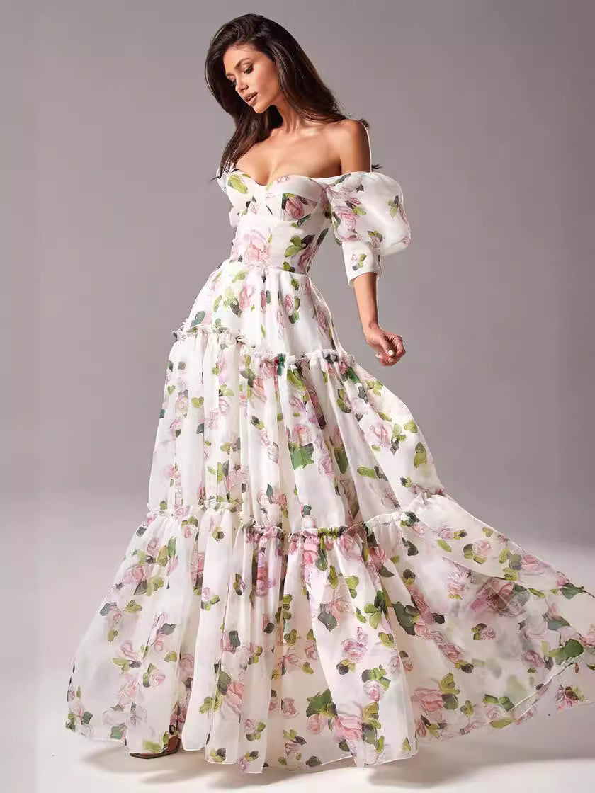 Eliora - Fleurige Jurk met Strikdetails