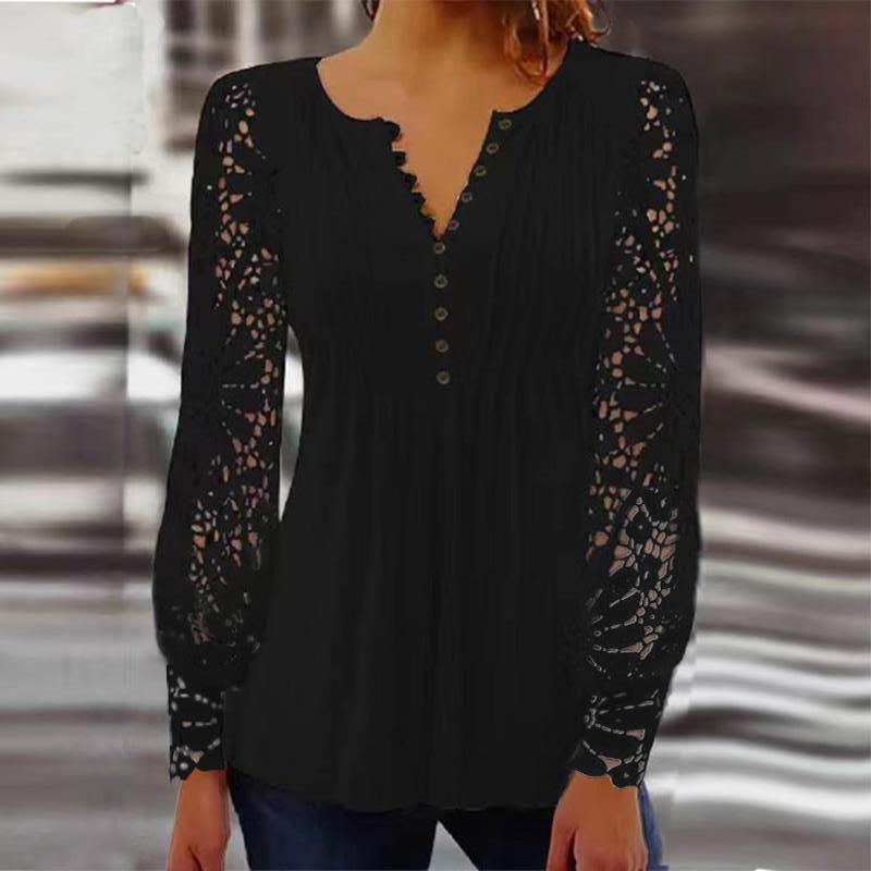 Yara – Blouse met Kanten Mouwen