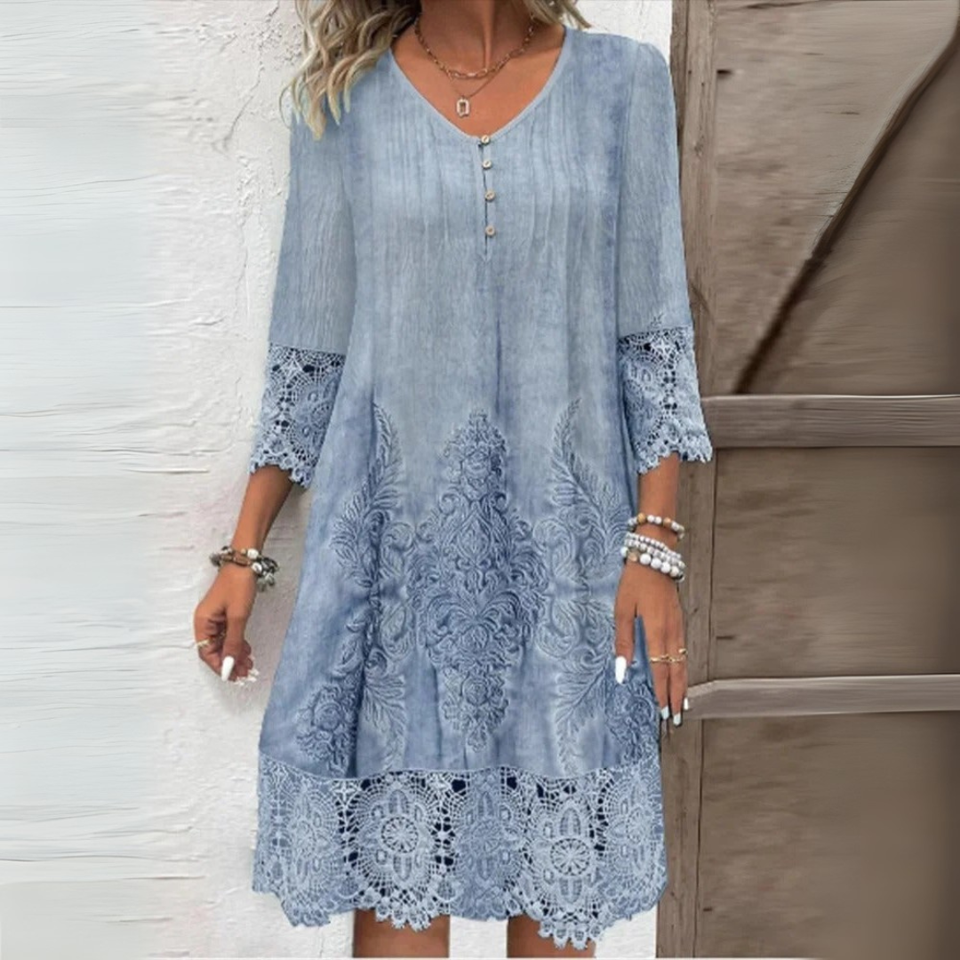 Katoenen Zomerjurk met V-Hals voor Dames – Luchtig en Comfortabel Design