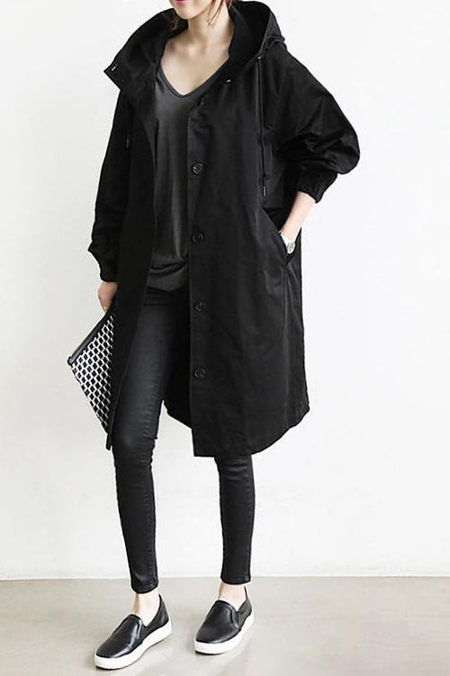Dames Waterdichte Regen Trenchcoat met Capuchon – Tussenjas voor Lente en Herfst