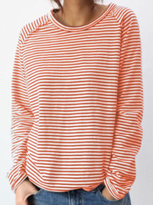 Dames Gestreepte Casual Longsleeve Shirt – Zacht Katoen, Perfect voor Lente en Herfst