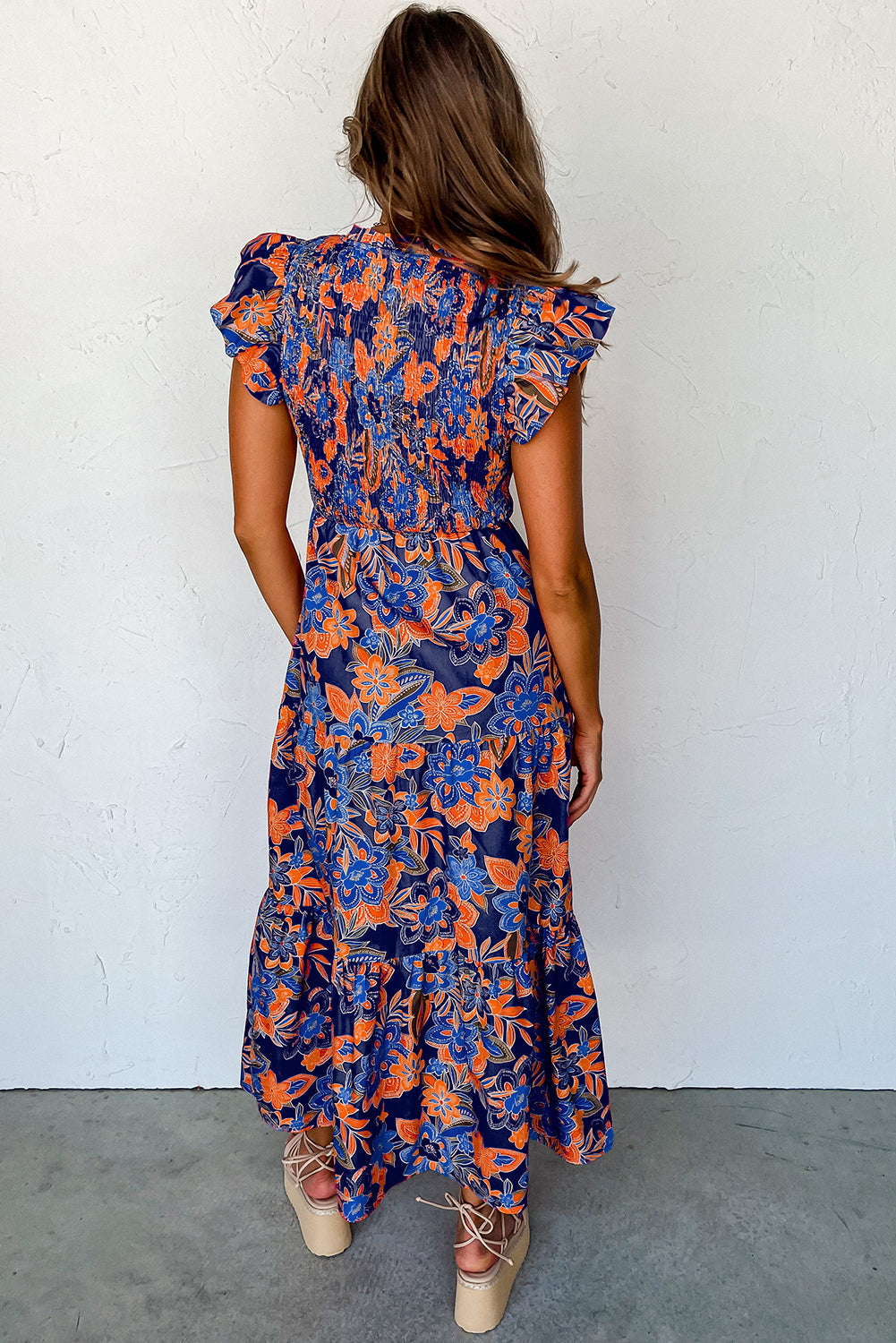 Sophie - Boheemse Bloemenjurk met V-hals en Ruffles