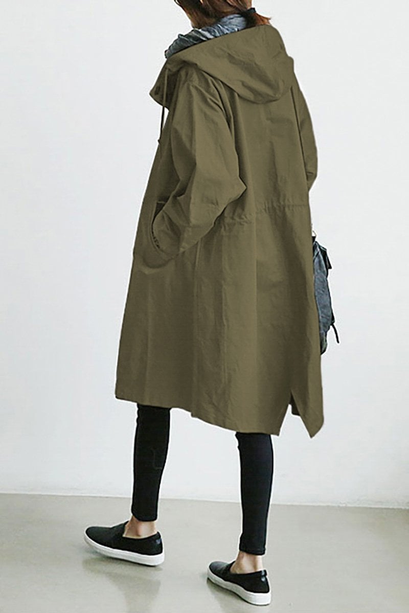 Dames Waterdichte Regen Trenchcoat met Capuchon – Tussenjas voor Lente en Herfst