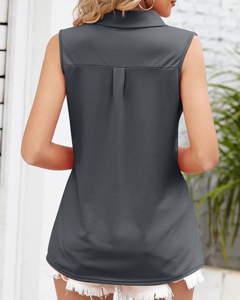 Livia - Lichtgewicht Mouwloze Blouse voor een Verzorgde Uiterlijk