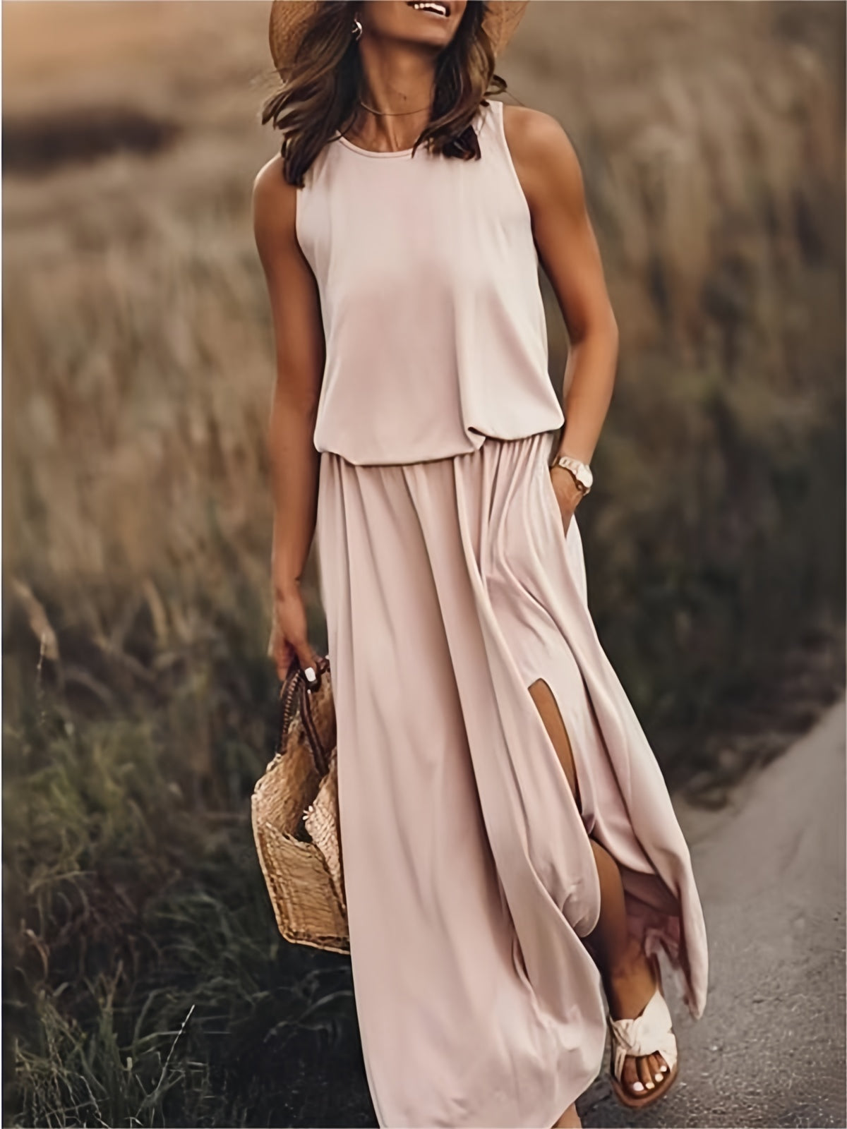 Katoenen Maxi Jurk met Bloemenprint – Comfortabele Zomer Must-Have