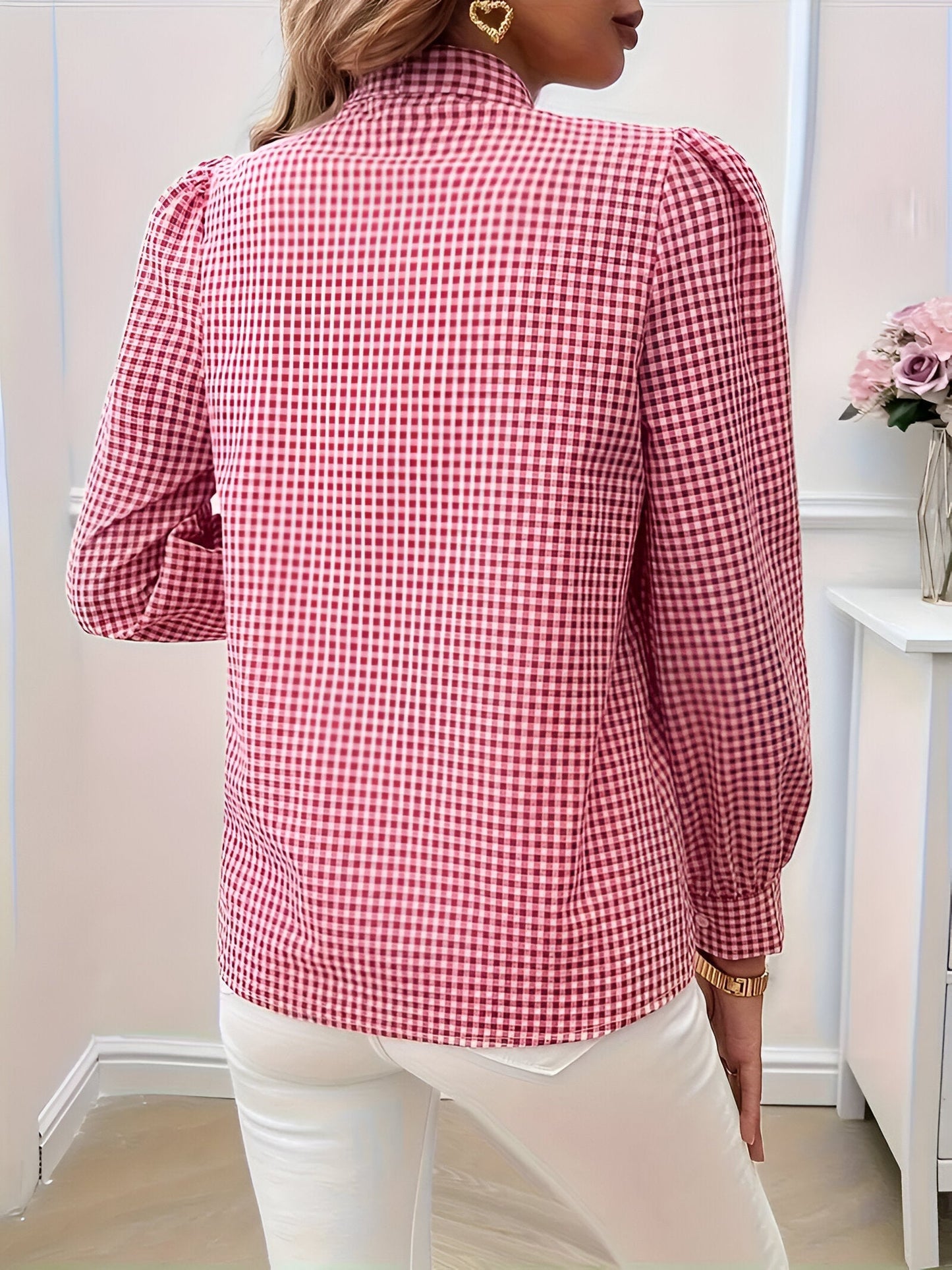 Brielle - Geruite Blouse met Strik