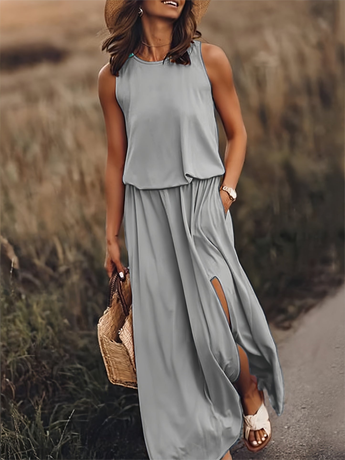 Katoenen Maxi Jurk met Bloemenprint – Comfortabele Zomer Must-Have