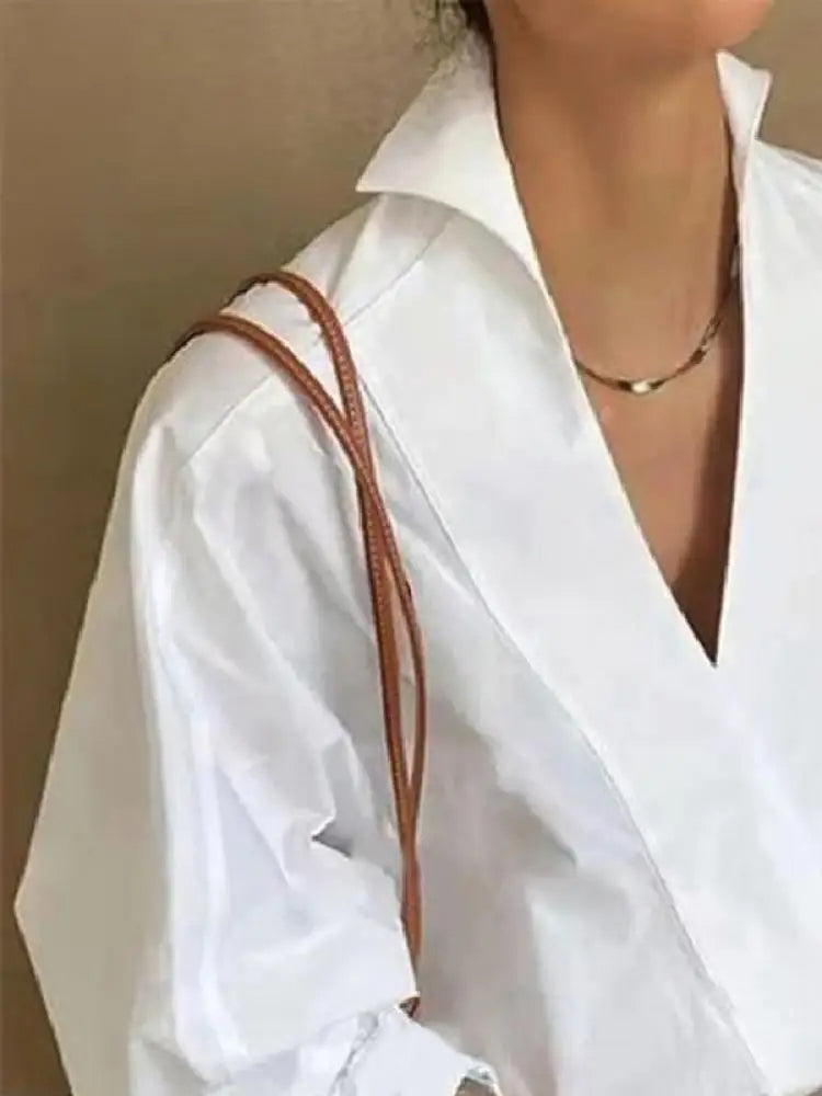 Elinne - Casual Damesblouse met Pofmouwen en V-hals