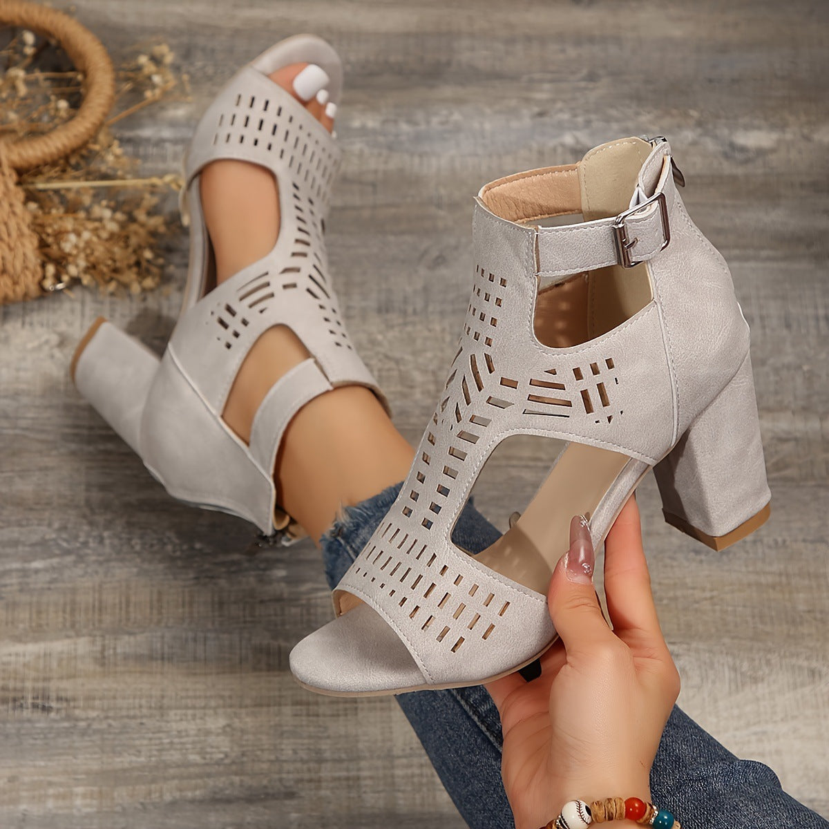 Leana - Elegante Blokhak Sandalen