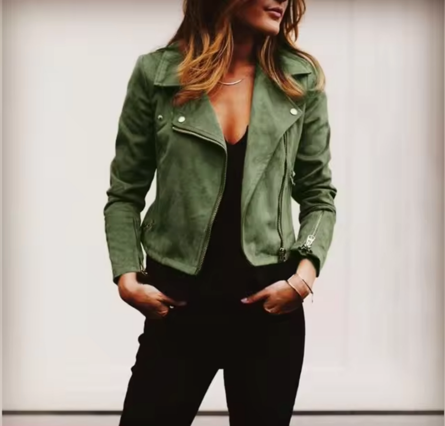 Marielle - Trendy Suède Jas Kort