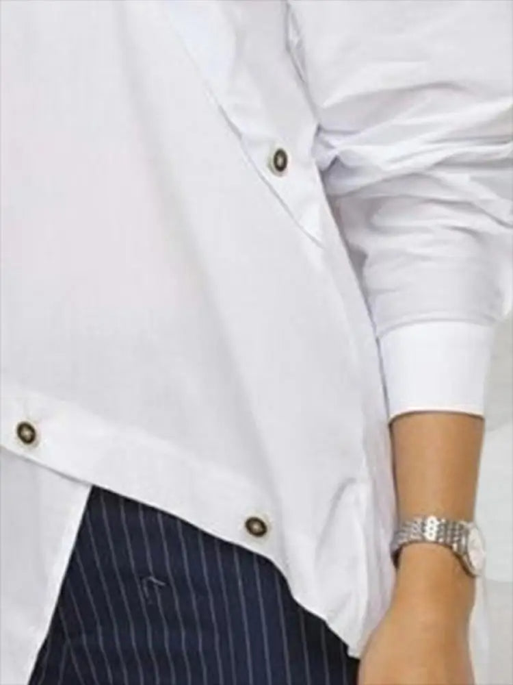 Elowen - Casual Wit Shirt met Lange Mouwen voor Lente en Zomer