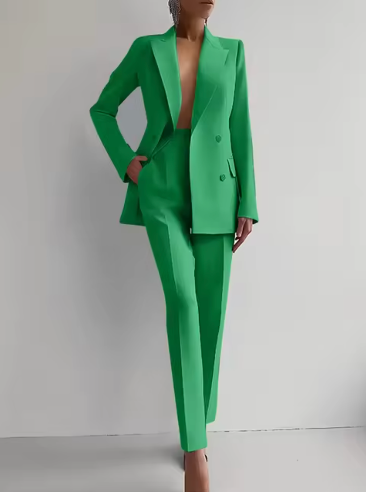 Mariza – Trendy Blazer en Broek met Plooien