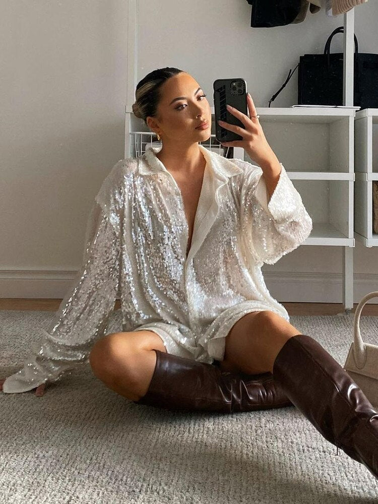 Sofie - Trendy Oversized Blouse met Glittereffect