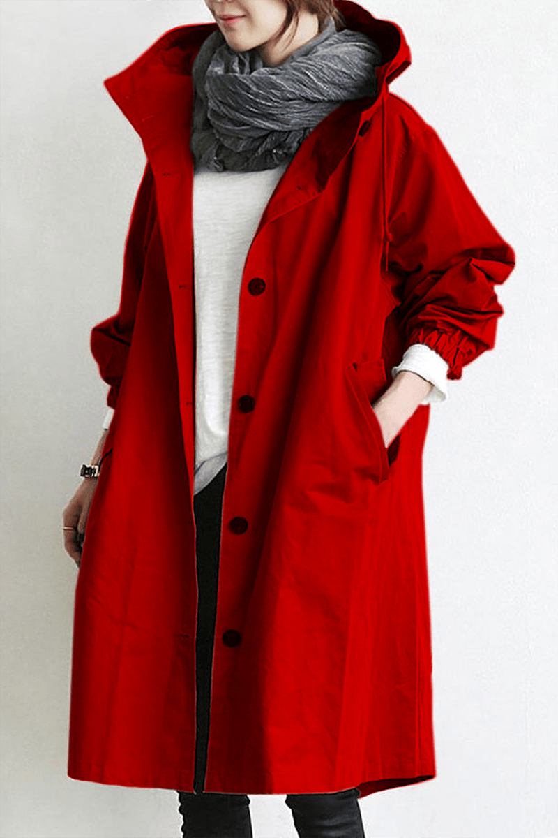 Dames Waterdichte Regen Trenchcoat met Capuchon – Tussenjas voor Lente en Herfst