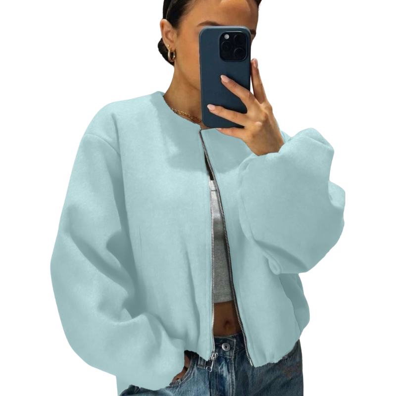 Dames Slim Fit Jas – Met Rits, Geschikt voor Casual en Dagelijks Gebruik