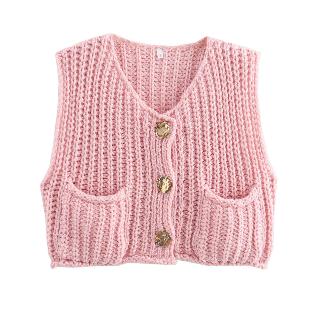 Lana™ - Sleeveless Knitted Cardigan with Pockets