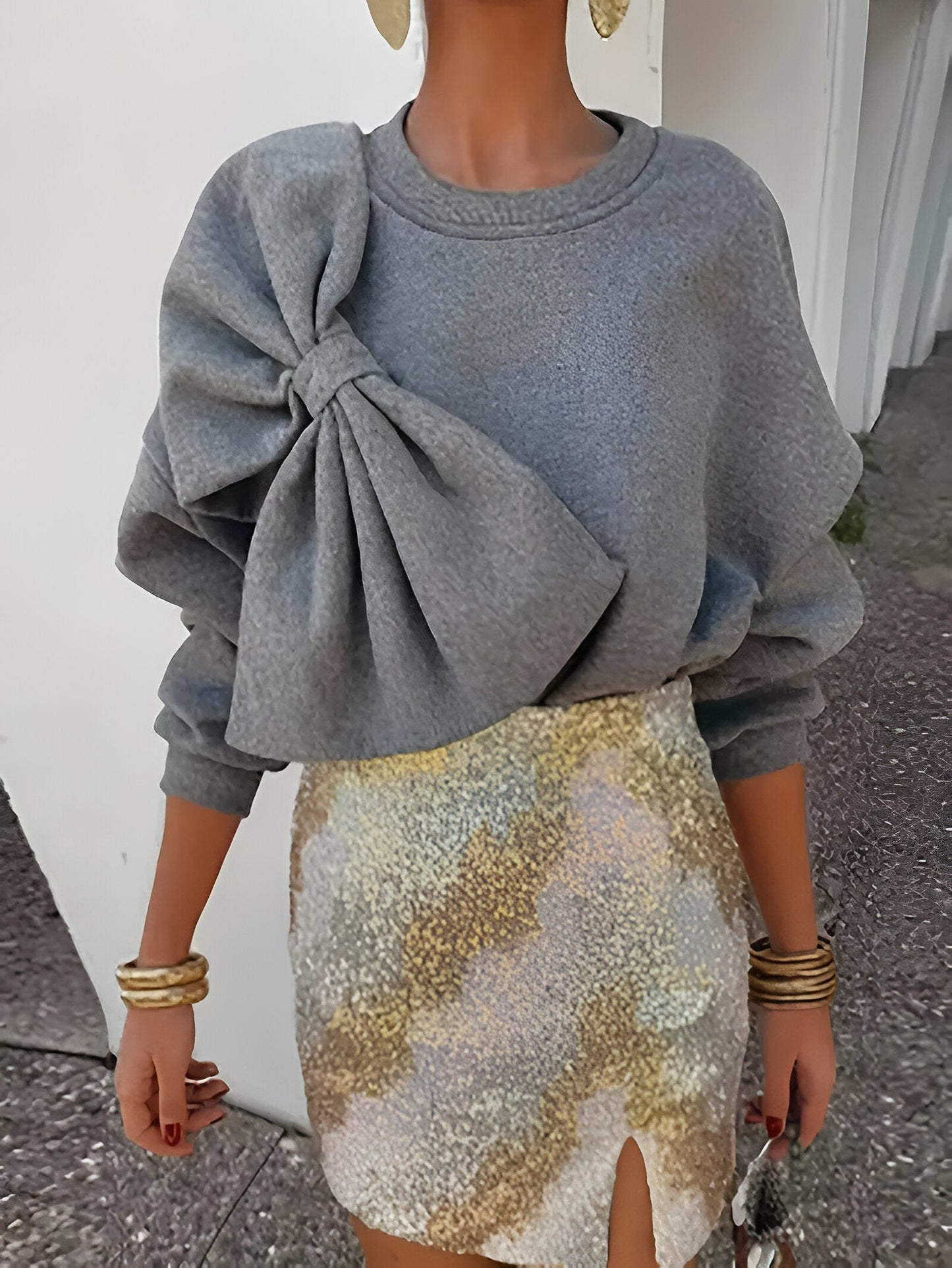 Blue - Sweatshirt met Strik
