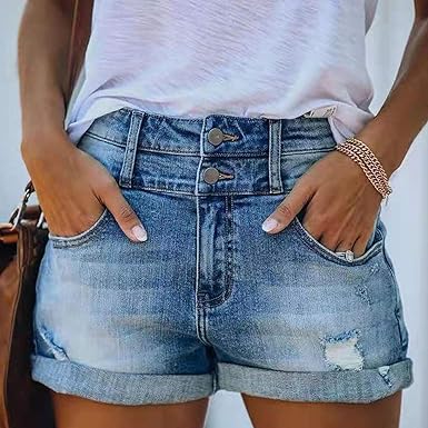 Nova - Gescheurde Denim Shorts met Hoge Taille