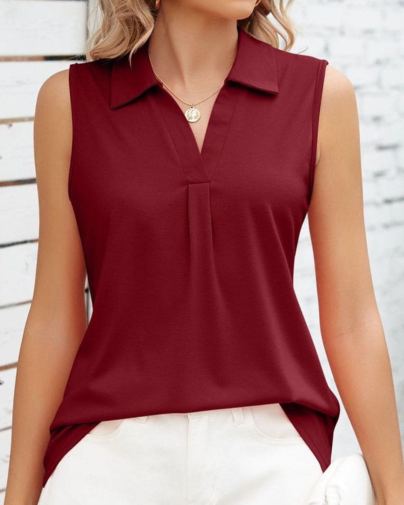 Livia - Lichtgewicht Mouwloze Blouse voor een Verzorgde Uiterlijk
