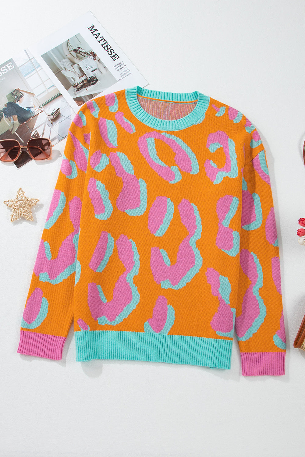Elouise - Oranje Leopard Pullover