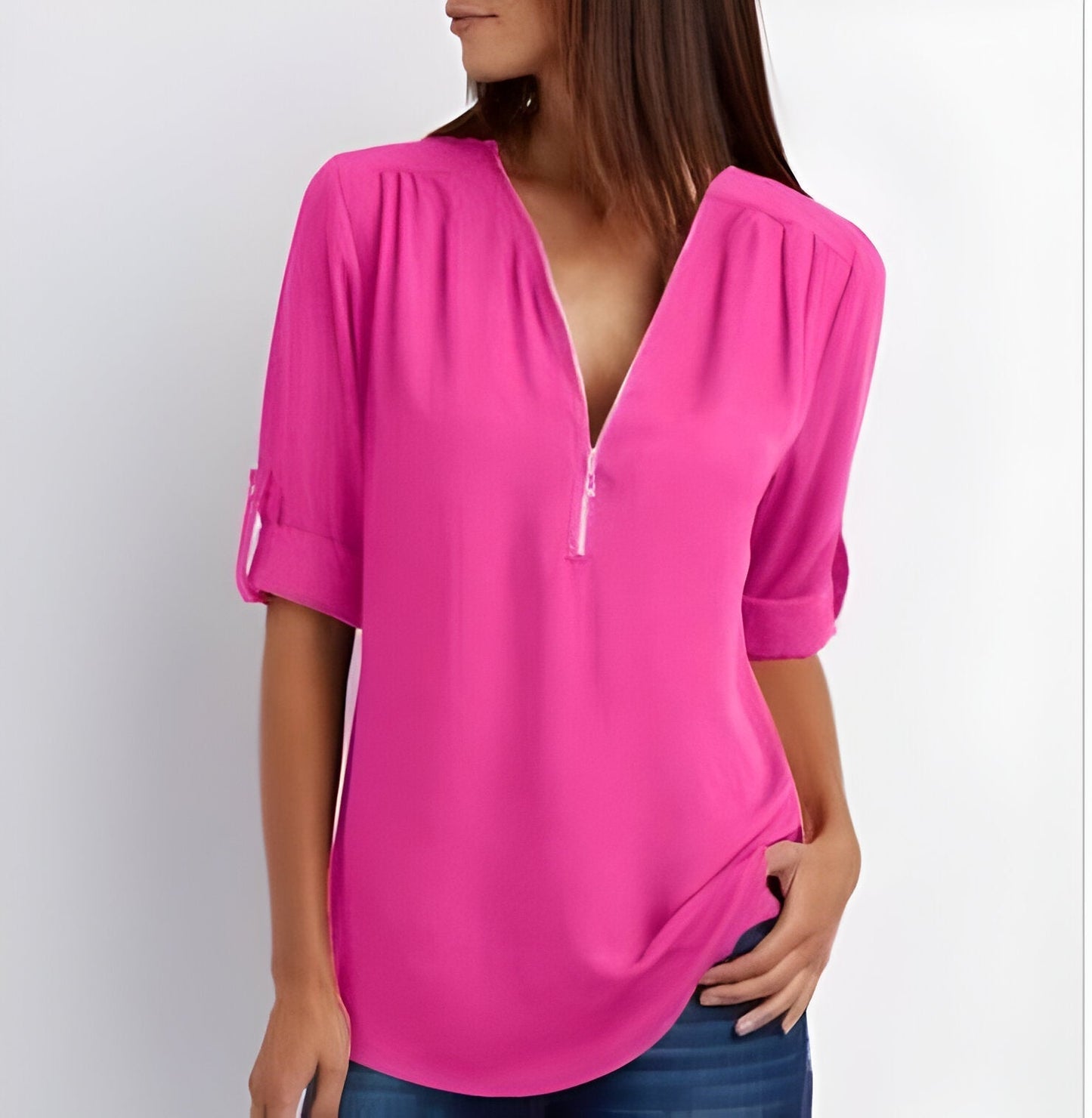 Amaya - Stijlvolle Blouse met Halve Rits