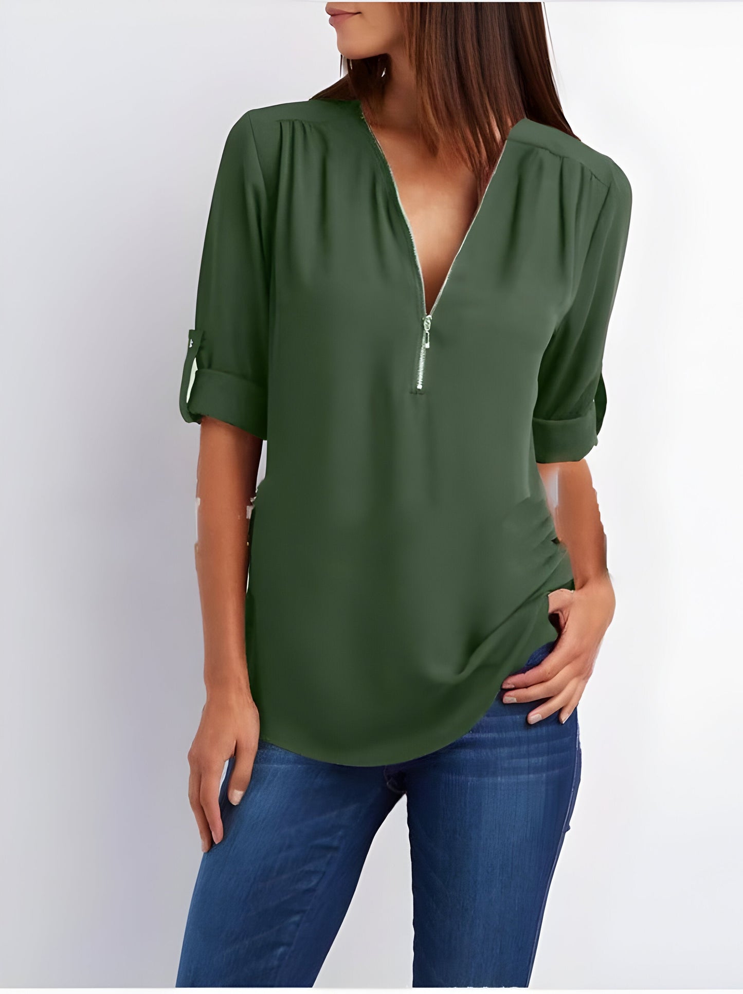 Amaya - Stijlvolle Blouse met Halve Rits