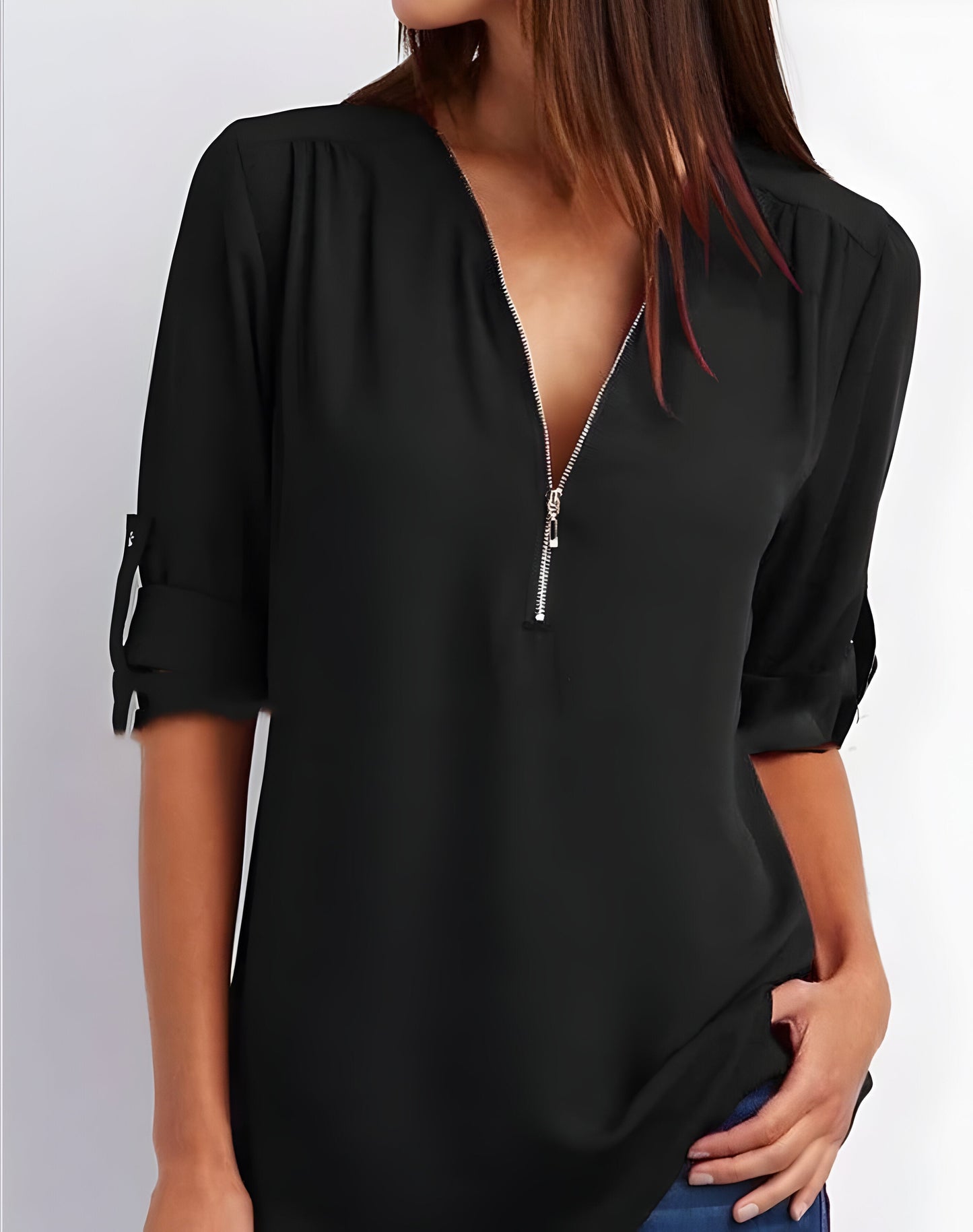 Amaya - Stijlvolle Blouse met Halve Rits