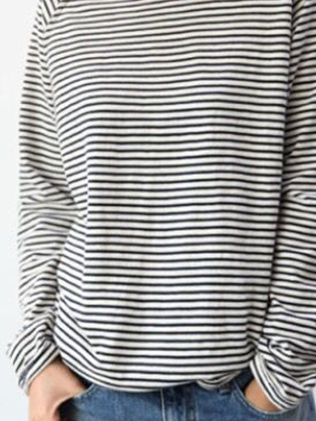 Dames Gestreepte Casual Longsleeve Shirt – Zacht Katoen, Perfect voor Lente en Herfst