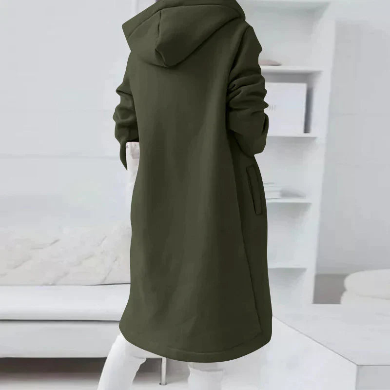 Dames Lange Hoodie met Rits β Capuchon, Casual Lang Model Sweatvest