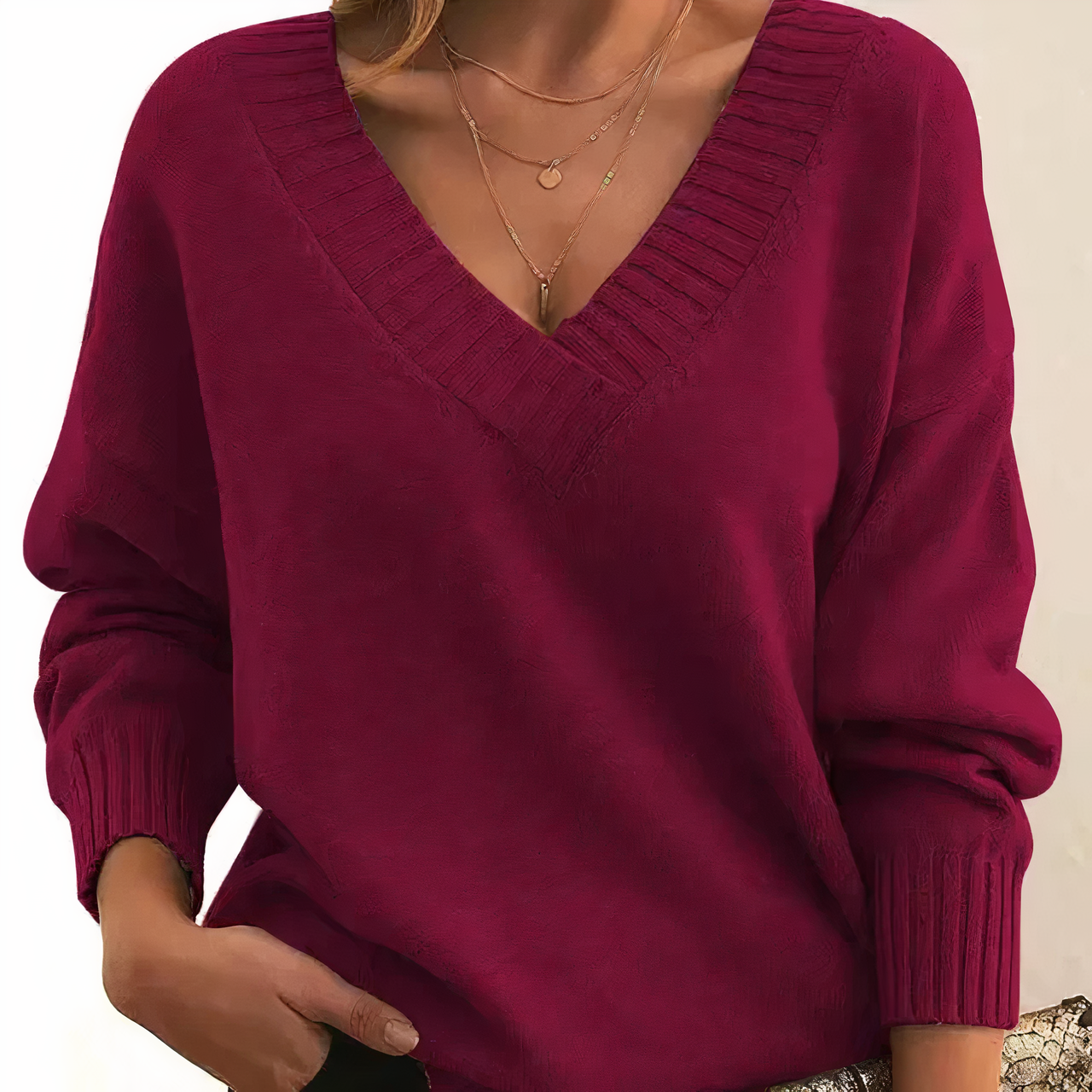Dames V-hals Kasjmier Trui – Gebreide Trui voor Herfst en Winter