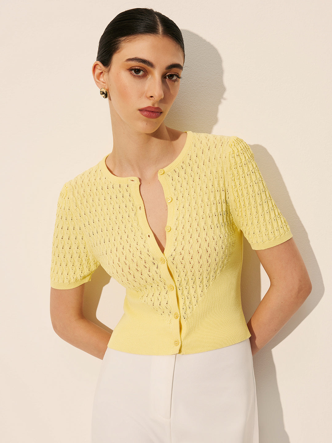 Sophie - Stijlvolle Gebreide Top met Knopen
