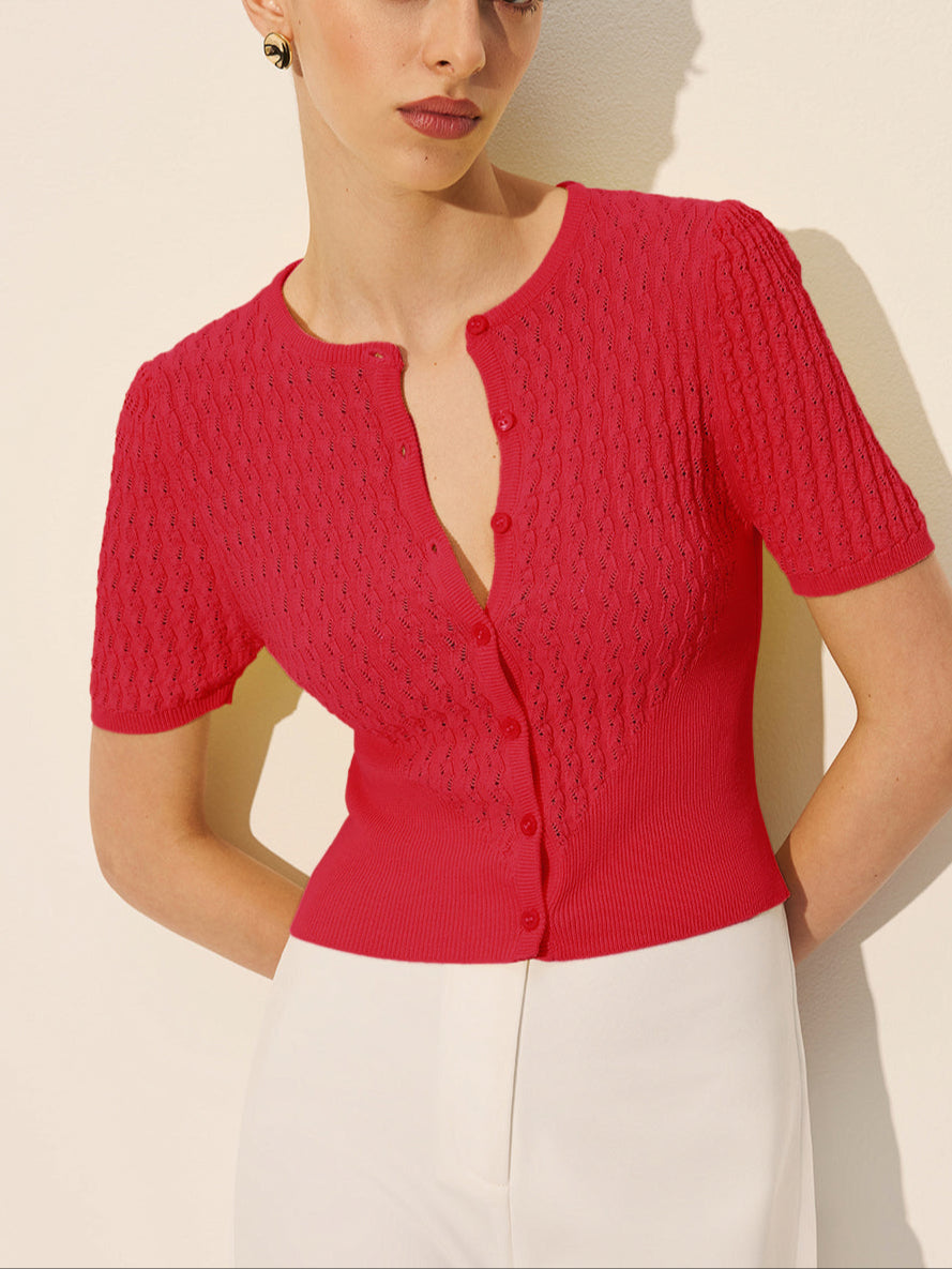 Sophie - Stijlvolle Gebreide Top met Knopen