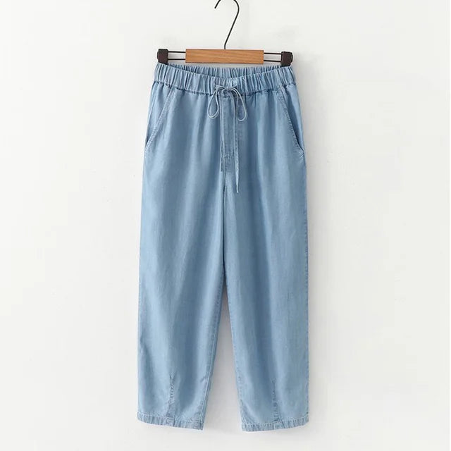 Jilena - Lyocell Denim Broek met Hoge Taille