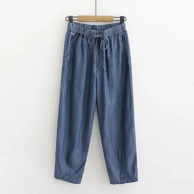 Jilena - Lyocell Denim Broek met Hoge Taille