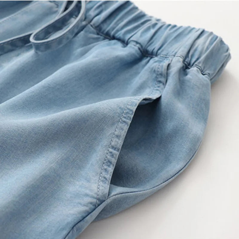 Jilena - Lyocell Denim Broek met Hoge Taille