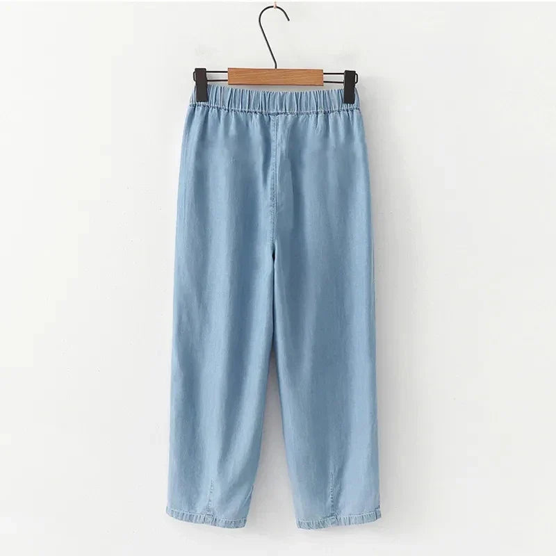 Jilena - Lyocell Denim Broek met Hoge Taille