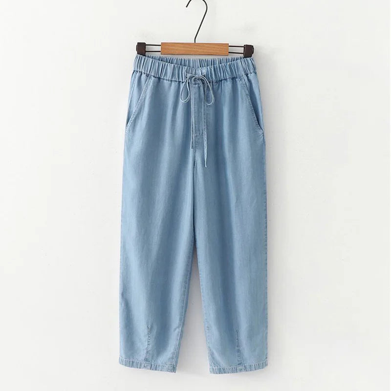 Jilena - Lyocell Denim Broek met Hoge Taille