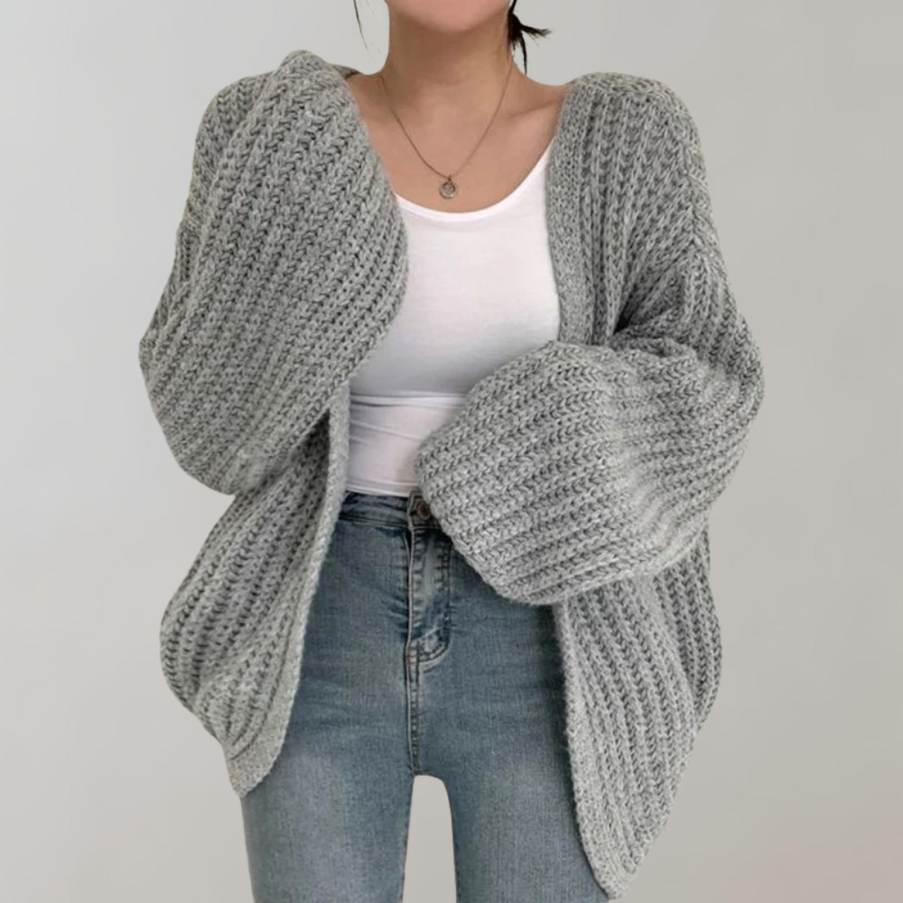Dames Oversized Gebreide Cardigan – Lange Mouwen, Casual Trui voor Herfst en Winter
