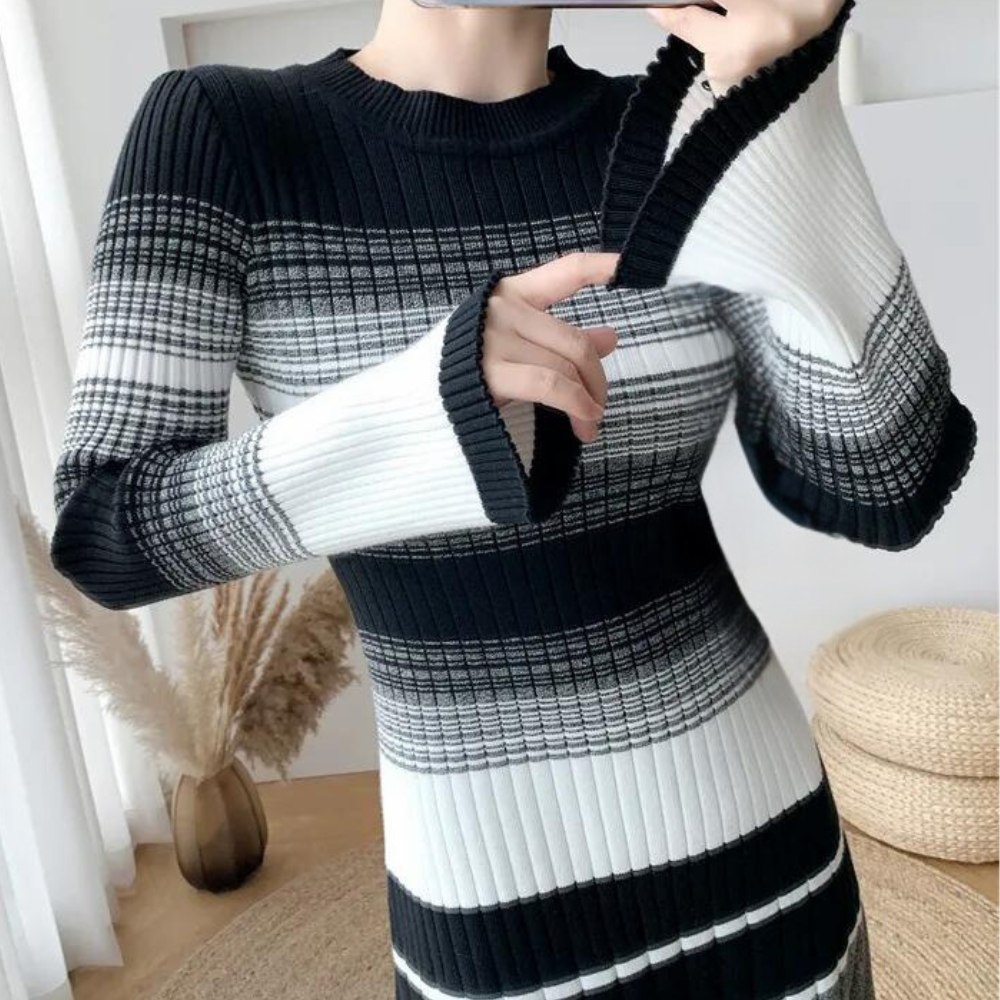 Vianna - Stijlvol Gestreept Midikleed | Elegant & Comfortabel