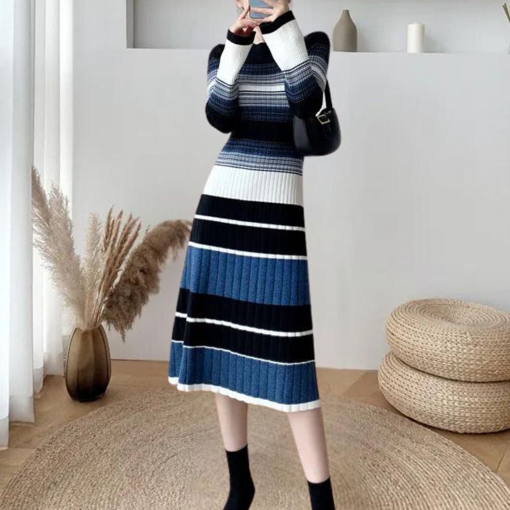 Vianna - Stijlvol Gestreept Midikleed | Elegant & Comfortabel