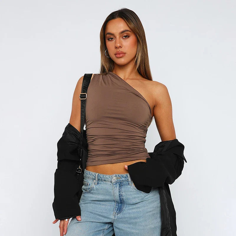 Danique - One-Shoulder Tanktop met Blote Rug