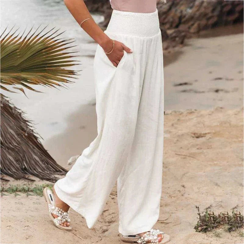 Romy - Wijde Zomerbroek met Smock Taille