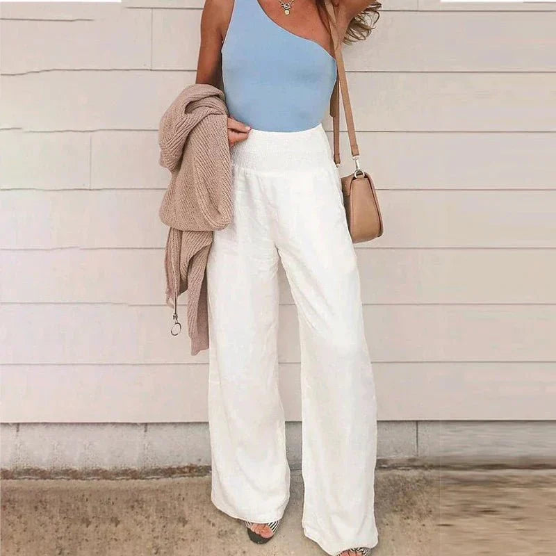 Romy - Wijde Zomerbroek met Smock Taille